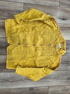 Peach Love California Mustard Yellow Button-Up Shirt Jacket